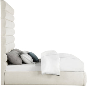 Meridian Furniture Adam Channel Tufted Linen King Bed with Modular Headboard for Elegant Bedrooms B1255Cream-K90