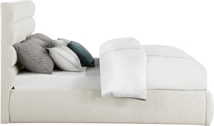 Meridian Furniture Adam Channel Tufted Linen King Bed with Adjustable Headboard for Modern Bedrooms B1255Cream-K