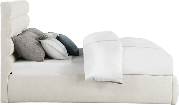 Meridian Furniture Adam Channel Tufted Linen King Bed with Adjustable Headboard for Modern Bedrooms B1255Cream-K