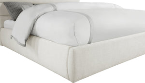 Meridian Furniture Adam Channel Tufted Linen King Bed with Adjustable Headboard for Modern Bedrooms B1255Cream-K