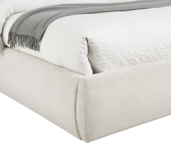 Meridian Furniture Adam Queen Upholstered Platform Bed Linen Fabric Channel Tufted Tall Headboard B1255Cream-Q90