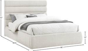 Meridian Furniture Adam Channel Tufted Queen Bed Cream Linen Upholstery Adjustable Headboard Modern B1255Cream-Q