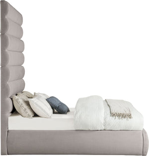Meridian Furniture Adam Channel Tufted Upholstered Full Bed with Modular Headboard in Taupe Linen B1255Taupe-F90