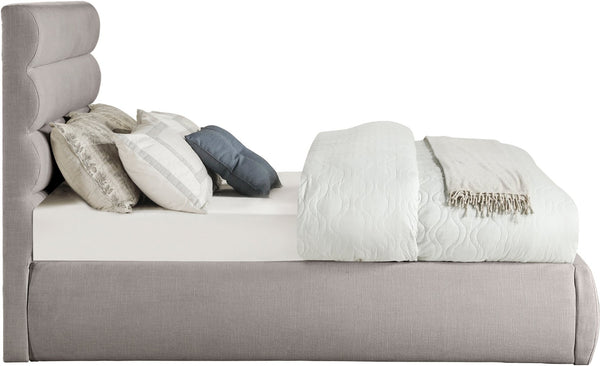 Meridian Furniture Adam Channel Tufted Linen Upholstered Full Bed Modular Headboard Taupe Bedroom B1255Taupe-F