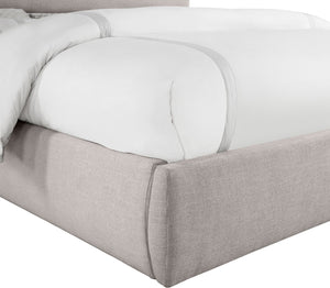 Meridian Furniture Adam Channel Tufted King Bed Taupe Linen Upholstery Tall Architectural Headboard B1255Taupe-K90