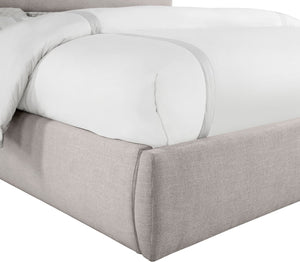 Meridian Furniture Adam Channel Tufted King Bed Taupe Linen Upholstery Platform Base No Box Spring B1255Taupe-K