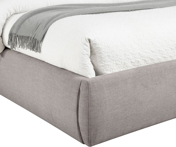 Meridian Furniture Adam Channel Tufted Queen Bed Modular Linen Upholstered Frame for Modern Bedrooms B1255Taupe-Q90