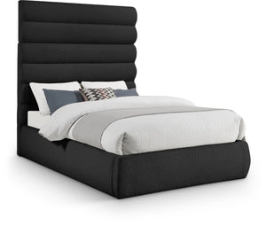 Meridian Furniture Adam Channel Tufted Boucle Platform Full Bed Sculptural Headboard for Modern Rooms B1256Black-F70