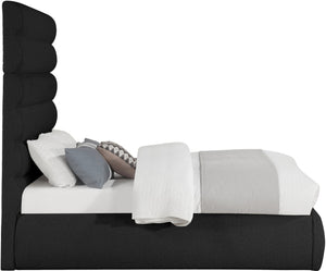 Meridian Furniture Adam Channel Tufted Boucle Platform Full Bed Sculptural Headboard for Modern Rooms B1256Black-F70