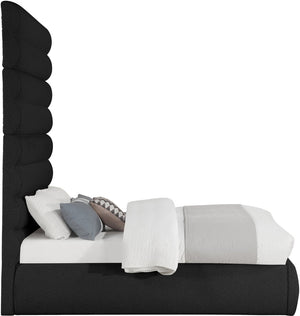 Meridian Furniture Adam Channel Tufted Boucle Upholstered Full Bed with Adjustable Panel Headboard B1256Black-F90