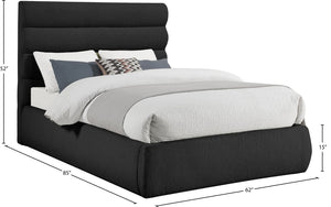 Meridian Furniture Adam Channel Tufted Boucle Full Bed with Adjustable Headboard for Modern Bedrooms B1256Black-F