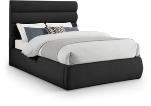 Meridian Furniture Adam Channel Tufted Boucle Full Bed with Adjustable Headboard for Modern Bedrooms B1256Black-F