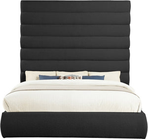 Meridian Furniture Adam Channel Tufted Boucle King Bed with Modular Headboard for Elegant Bedrooms B1256Black-K90