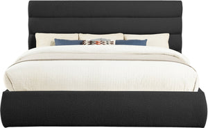 Meridian Furniture Adam Channel Tufted Boucle King Bed with Adjustable Headboard for Bold Bedrooms B1256Black-K