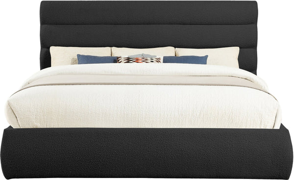 Meridian Furniture Adam Channel Tufted Boucle King Bed with Adjustable Headboard for Bold Bedrooms B1256Black-K