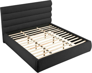 Meridian Furniture Adam Channel Tufted Boucle King Bed with Adjustable Headboard for Bold Bedrooms B1256Black-K