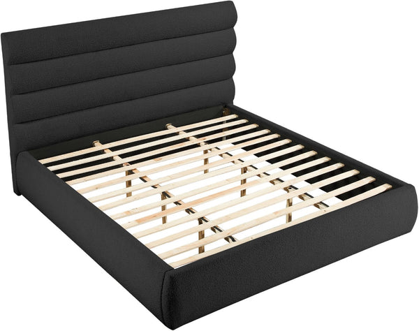 Meridian Furniture Adam Channel Tufted Boucle King Bed with Adjustable Headboard for Bold Bedrooms B1256Black-K