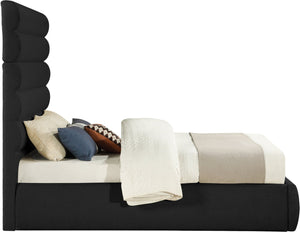Meridian Furniture Adam Channel Tufted Boucle Queen Bed with Tall Modular Headboard Platform Base B1256Black-Q70