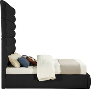 Meridian Furniture Adam Channel Tufted Boucle Queen Bed with Tall Headboard for Bold Bedrooms B1256Black-Q90
