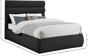 Meridian Furniture Adam Channel Tufted Boucle Queen Bed with Modular Headboard for Bold Bedrooms B1256Black-Q
