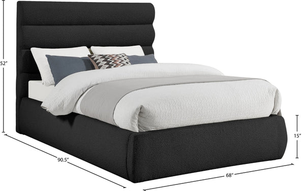 Meridian Furniture Adam Channel Tufted Boucle Queen Bed with Modular Headboard for Bold Bedrooms B1256Black-Q