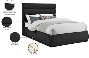 Meridian Furniture Adam Channel Tufted Boucle Queen Bed with Modular Headboard for Bold Bedrooms B1256Black-Q