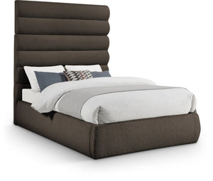 Meridian Furniture Adam Brown Boucle Upholstered Full Bed with Channel Tufted Headboard for Modern Rooms B1256Brown-F70