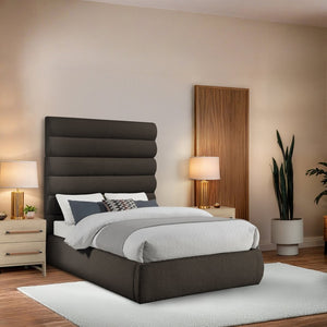 Meridian Furniture Adam Brown Boucle Upholstered Full Bed with Channel Tufted Headboard for Modern Rooms B1256Brown-F70