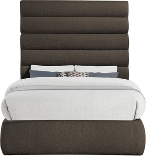 Meridian Furniture Adam Brown Boucle Upholstered Full Bed with Channel Tufted Headboard for Modern Rooms B1256Brown-F70