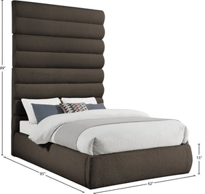 Meridian Furniture Adam Brown Boucle Upholstered Full Platform Bed with Channel Tufted Headboard B1256Brown-F90