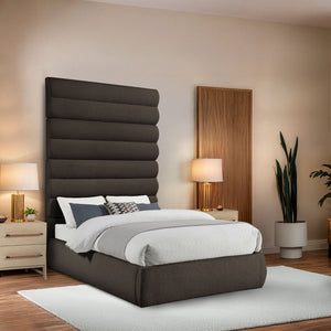 Meridian Furniture Adam Brown Boucle Upholstered Full Platform Bed with Channel Tufted Headboard B1256Brown-F90