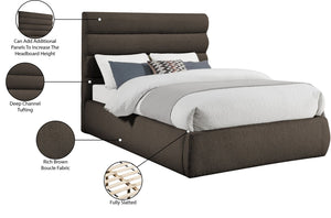 Meridian Furniture Adam Brown Channel Tufted Boucle Upholstered Full Bed for Modern Bedrooms B1256Brown-F