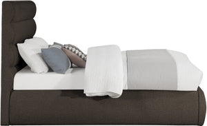 Meridian Furniture Adam Brown Channel Tufted Boucle Upholstered Full Bed for Modern Bedrooms B1256Brown-F