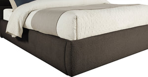 Meridian Furniture Adam Brown Channel Tufted Boucle Upholstered King Bed with Slatted Platform Base B1256Brown-K70