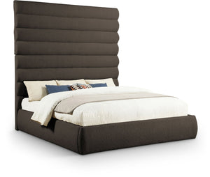 Meridian Furniture Adam Brown Boucle King Bed with Channel Tufted Headboard for Modern Bedrooms B1256Brown-K90