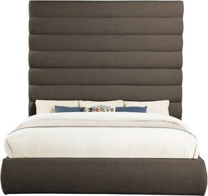 Meridian Furniture Adam Brown Boucle King Bed with Channel Tufted Headboard for Modern Bedrooms B1256Brown-K90