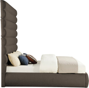 Meridian Furniture Adam Brown Boucle King Bed with Channel Tufted Headboard for Modern Bedrooms B1256Brown-K90