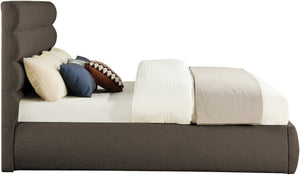 Meridian Furniture Adam Brown Boucle King Bed with Channel Tufted Headboard and Slatted Base B1256Brown-K