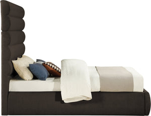 Meridian Furniture Adam Brown Boucle Queen Bed with Channel Tufted Tall Headboard for Primary Bedroom B1256Brown-Q70