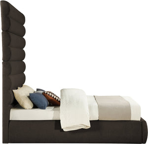 Meridian Furniture Adam Brown Boucle Queen Bed Tall Channel Tufted Headboard Platform Base B1256Brown-Q90