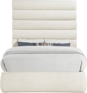 Meridian Furniture Adam Boucle Upholstered Full Bed with Channel Tufted Headboard for Modern Rooms B1256Cream-F70