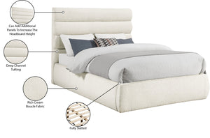 Meridian Furniture Adam Channel Tufted Boucle Upholstered Full Bed with Modular Headboard Design B1256Cream-F