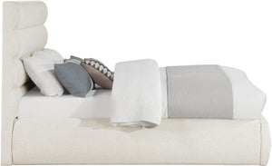 Meridian Furniture Adam Channel Tufted Boucle Upholstered Full Bed with Modular Headboard Design B1256Cream-F