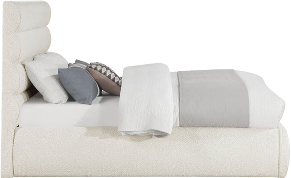 Meridian Furniture Adam Channel Tufted Boucle Upholstered Full Bed with Modular Headboard Design B1256Cream-F