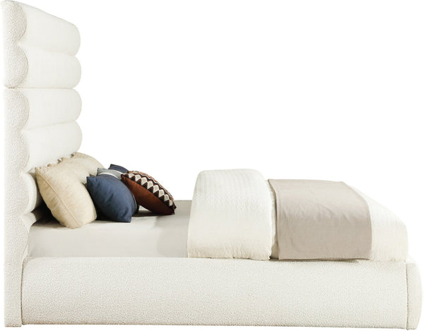 Meridian Furniture Adam Channel Tufted Boucle King Bed with Tall Modular Headboard for Master Bedrooms B1256Cream-K70