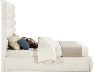 Meridian Furniture Adam Boucle Upholstered Queen Bed with Channel Tufted Headboard for Modern Bedroom B1256Cream-Q70