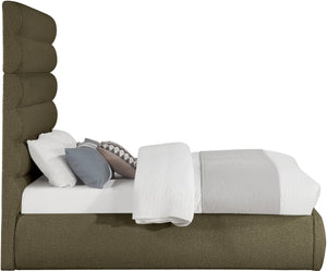 Meridian Furniture Adam Channel Tufted Olive Boucle Full Bed with Tall Sculptural Headboard B1256Olive-F70