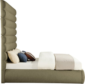 Meridian Furniture Adam Channel Tufted Boucle King Bed with Tall Sculptural Headboard for Modern Bedroom B1256Olive-K90
