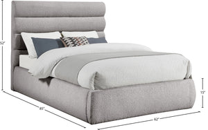 Meridian Furniture Adam Channel Tufted Boucle Upholstered Full Bed with Adjustable Headboard Panels B1256Taupe-F