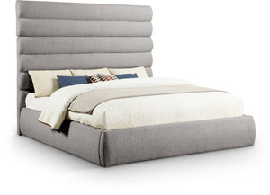 Meridian Furniture Adam Channel Tufted Boucle King Bed Tailored Upholstered Frame for Primary Bedrooms B1256Taupe-K70